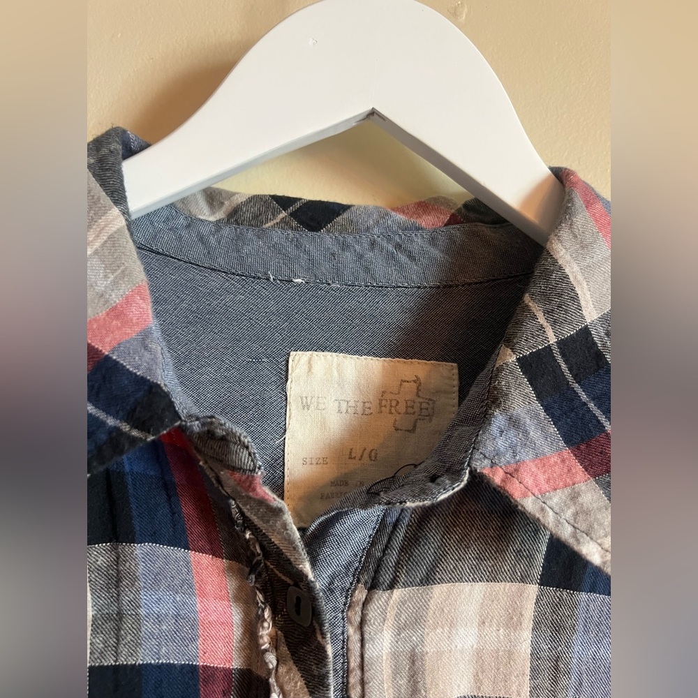 Vintage Free People Multicolor Plaid Button Down Flannel shirt - Picture 5 of 6